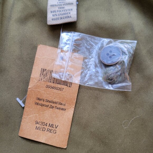 Duluth Trading Men's Windproof Full Zip Sweater Jacket Shetland Wool Green Sz. M - Picture 10 of 13